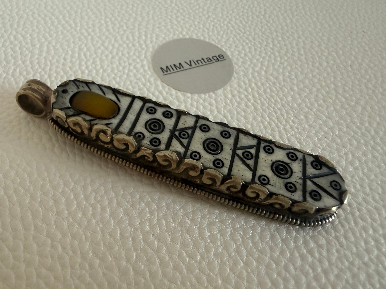 Q436/Grote Bijzondere Gesneden BEEN Hanger Nepal, Overige materialen, Gebruikt, Verzenden, X