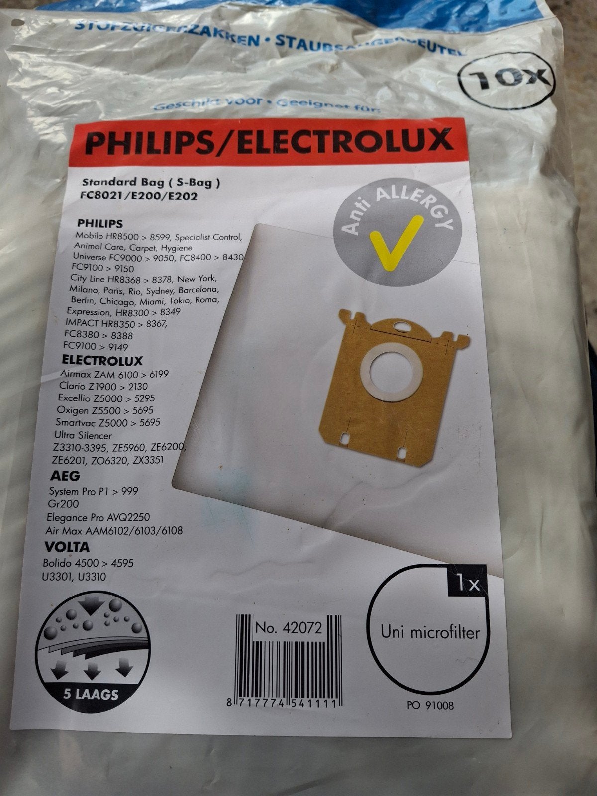 Philips/Electrolux S-Bag stofzuigerzakken (10 stuks), Stofzak, Inclusief accessoires, Philips, Overige typen