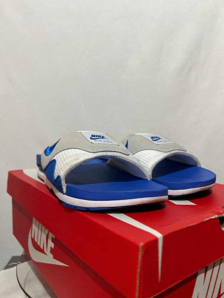ALS NIEUW + DOOS! Maat 44 - Nike Air Max 1 Slide Royal Blue, Slippers, Nike, Zo goed als nieuw, Nike