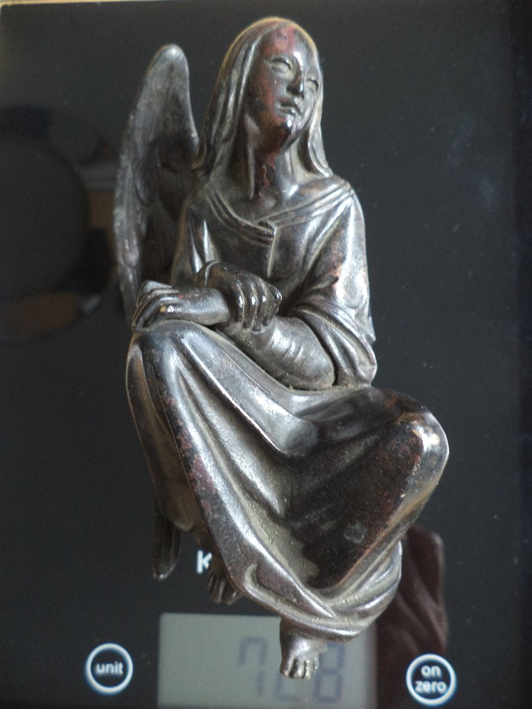 antiek bronzen engel religieus beeld brons, originele patina, Antiek en Kunst, Kunst | Beelden en Houtsnijwerken, Ophalen of Verzenden