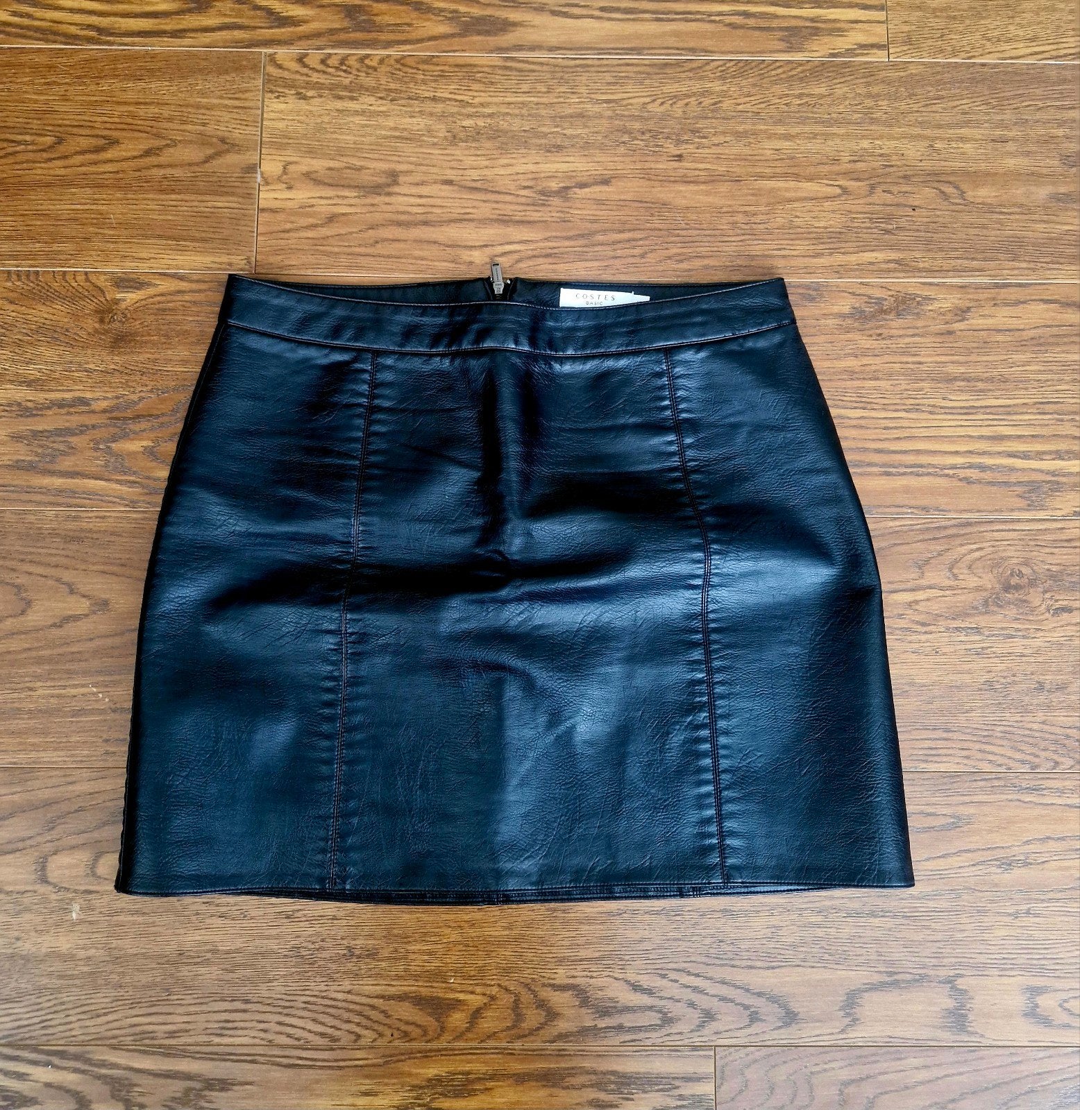 Mooie, zwarte leerlook rok van Costes maat XL *NU €7,50!*, Zwart, Ophalen of Verzenden, Zo goed als nieuw, Costes
