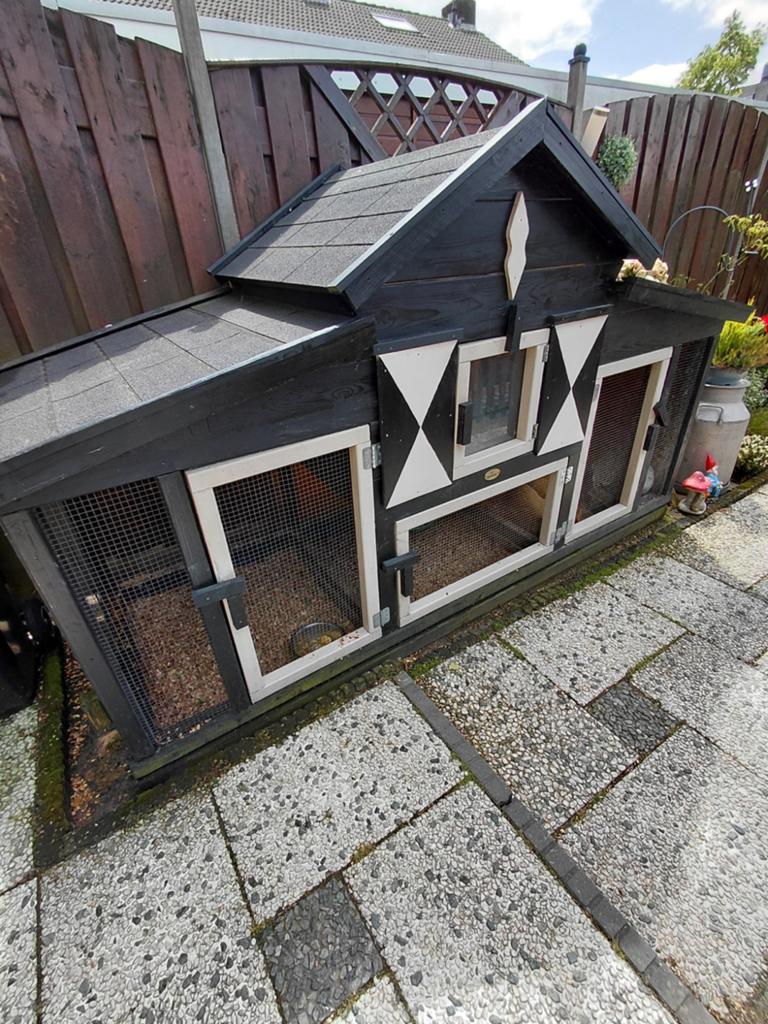 Mooi stevig hard hout kippenhok met 5 kippen, Dieren en Toebehoren, Pluimvee | Toebehoren, Ophalen of Verzenden, Zo goed als nieuw