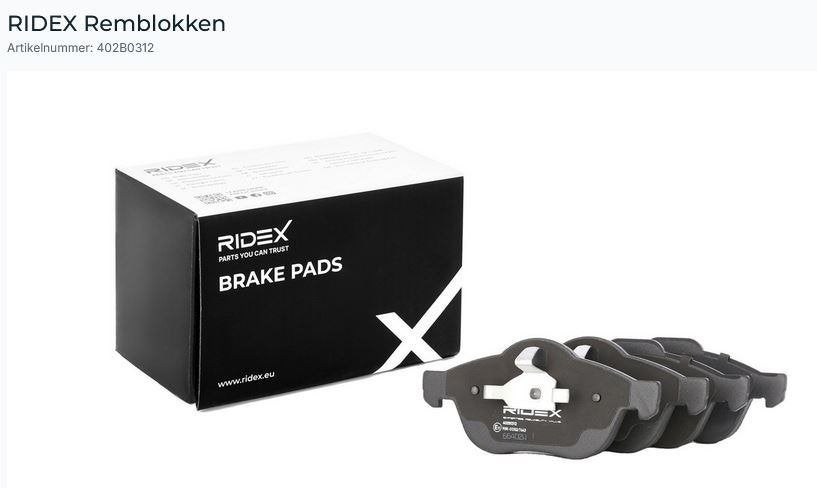 RIDEX 402B0312 Remblokken Vooras Nieuw in doos, Ophalen of Verzenden, Nieuw, Renault