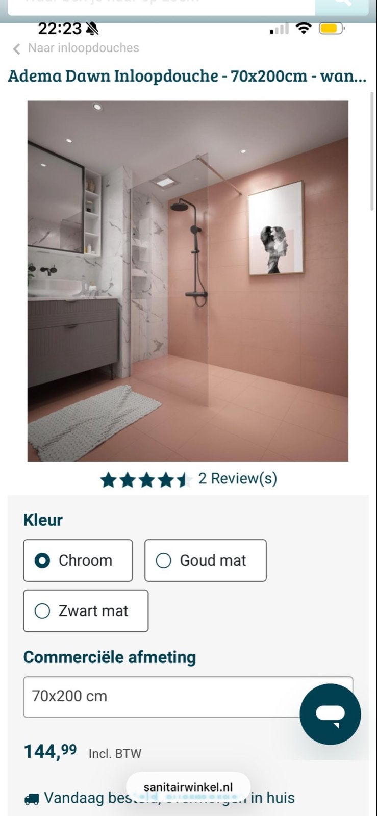 Adema Dawn Inloopdouche - 70x200cm - Nieuw in doos, Ophalen, Nieuw, Glas, Douche