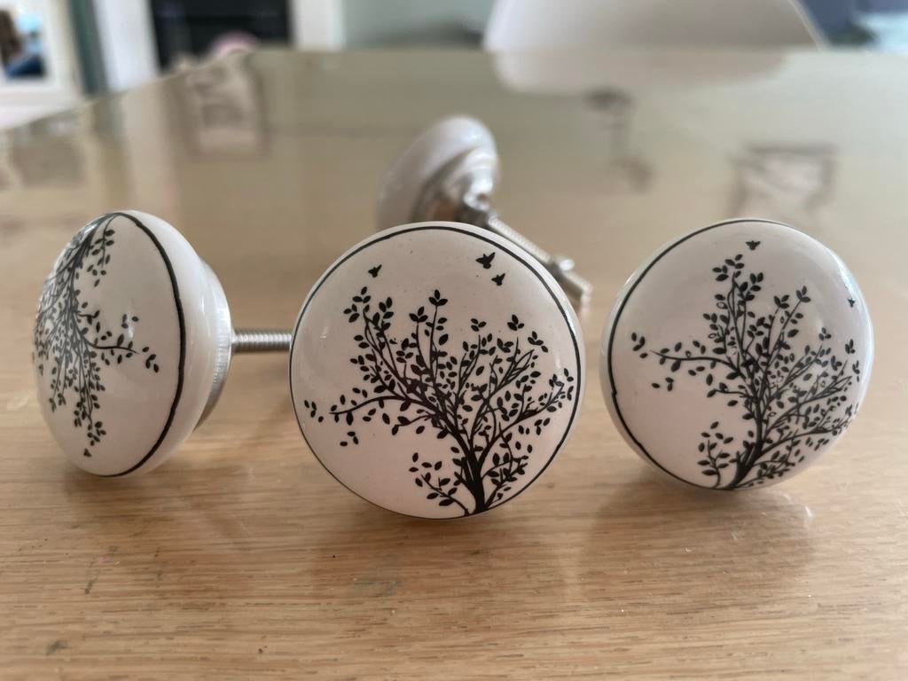 Set van 4 keramische kastknoppen met boomdesign, Ophalen of Verzenden, Zo goed als nieuw