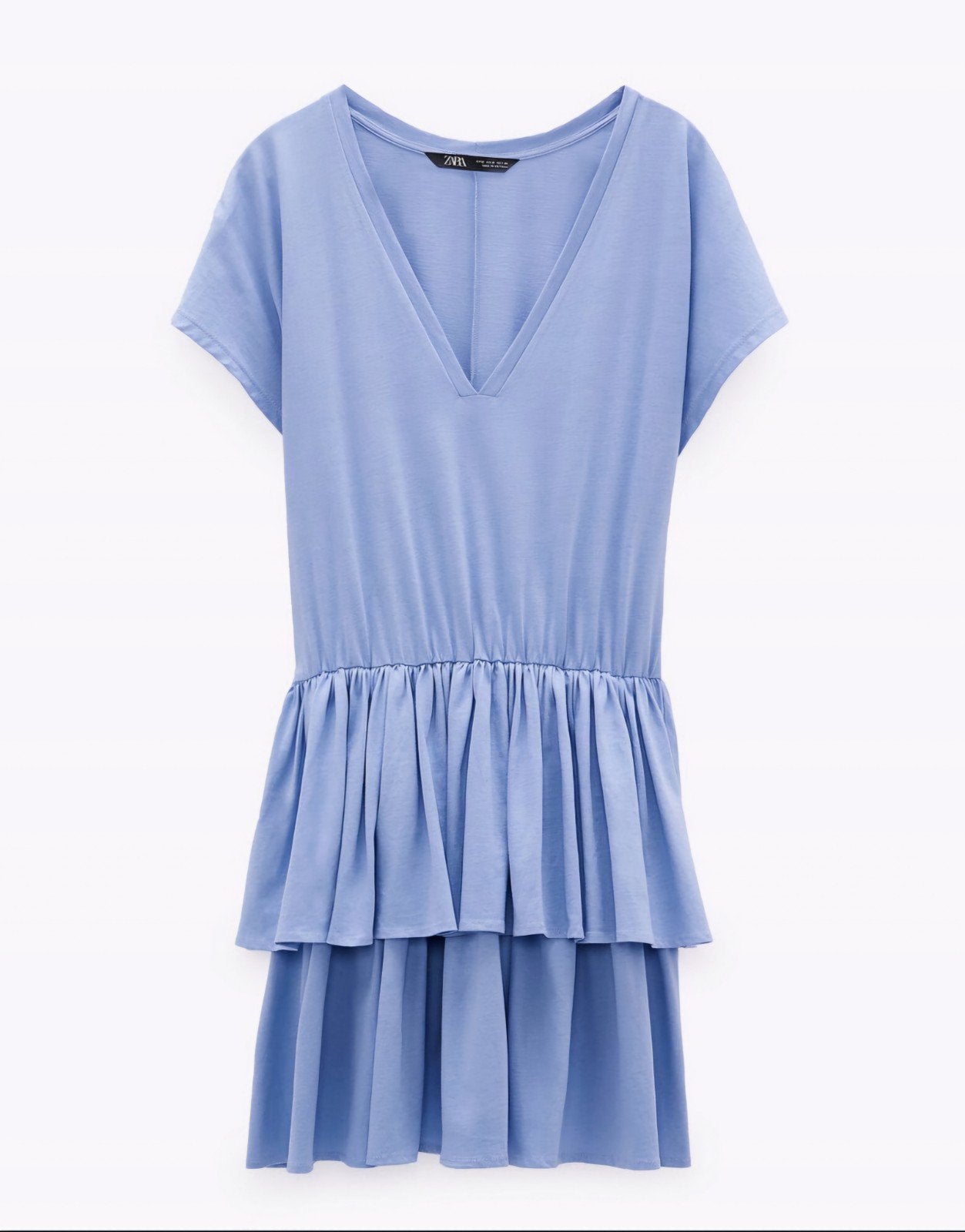Nieuwe Zara jurk volant laagjes babyblauw maat 38, Maat 38/40 (M), Blauw, Zara, Nieuw