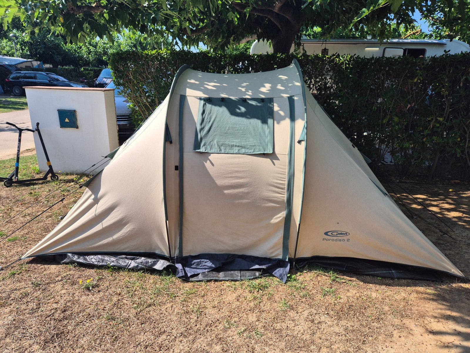 Gelert New Paradiso 2 katoenen vis-a-vis tent, Caravans en Kamperen, Tenten, Ophalen, Gebruikt, Tot en met 2