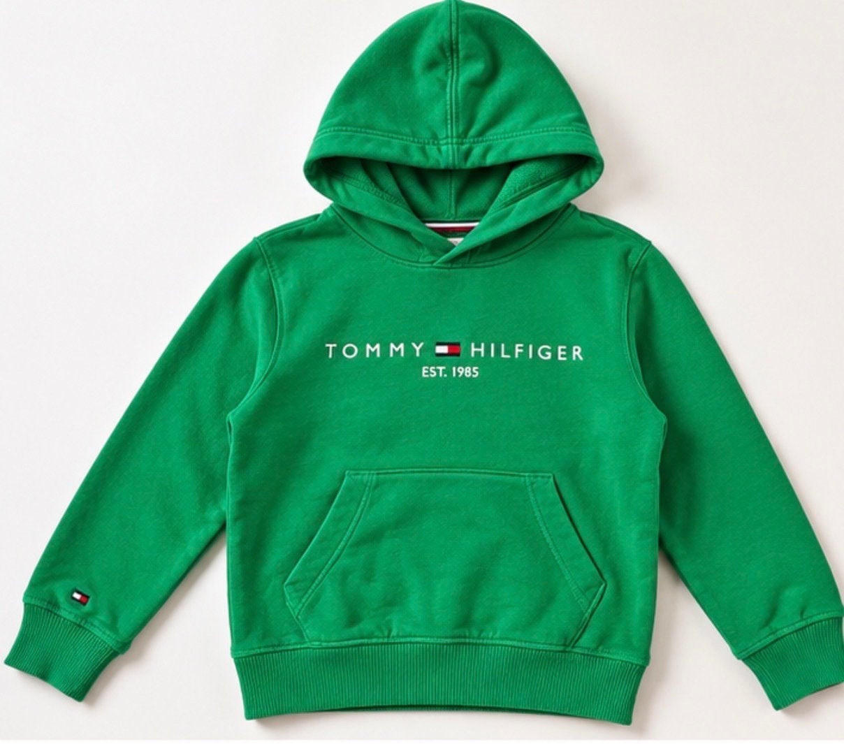 Tommy Hilfiger Hoodie Groen - Maat 14 jaar, Kinderen en Baby's, Ophalen of Verzenden, Zo goed als nieuw, Jongen of Meisje, Trui of Vest
