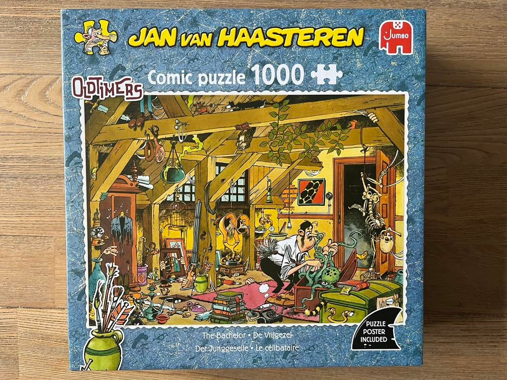 Jan van Haasteren Oldtimers puzzel - The Bachelor - 1000 st, Ophalen of Verzenden, 500 t/m 1500 stukjes, Zo goed als nieuw, Legpuzzel
