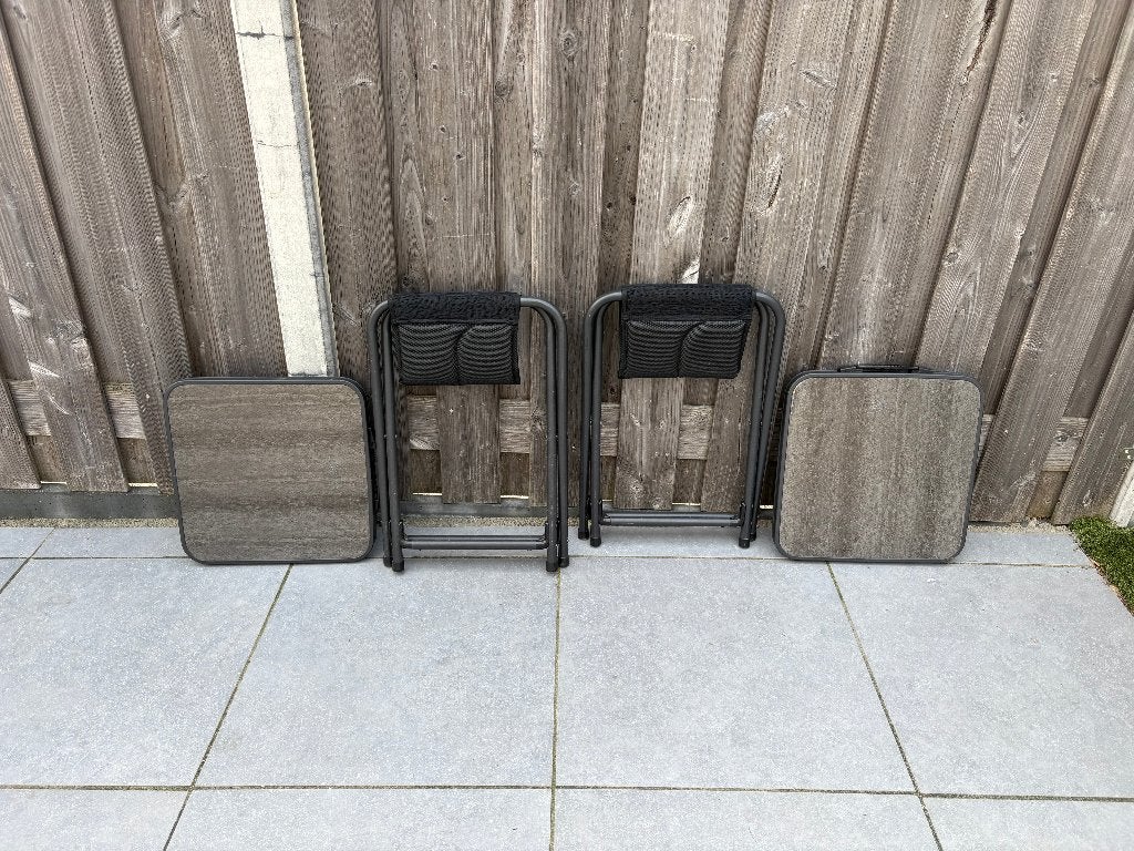 2 bijzet tafeltjes/krukjes - Licht beschadigd, Ophalen, Gebruikt, Campingstoel