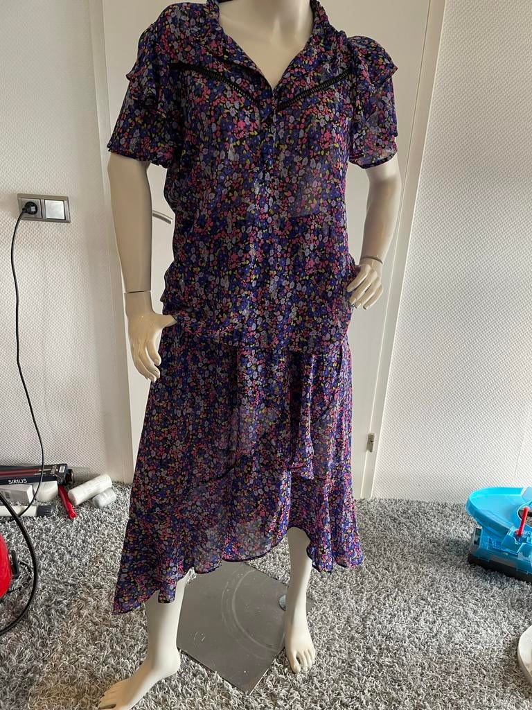 Eksept rok s met bijpassend blouse m, Paars, Ophalen of Verzenden, Zo goed als nieuw, Knielengte