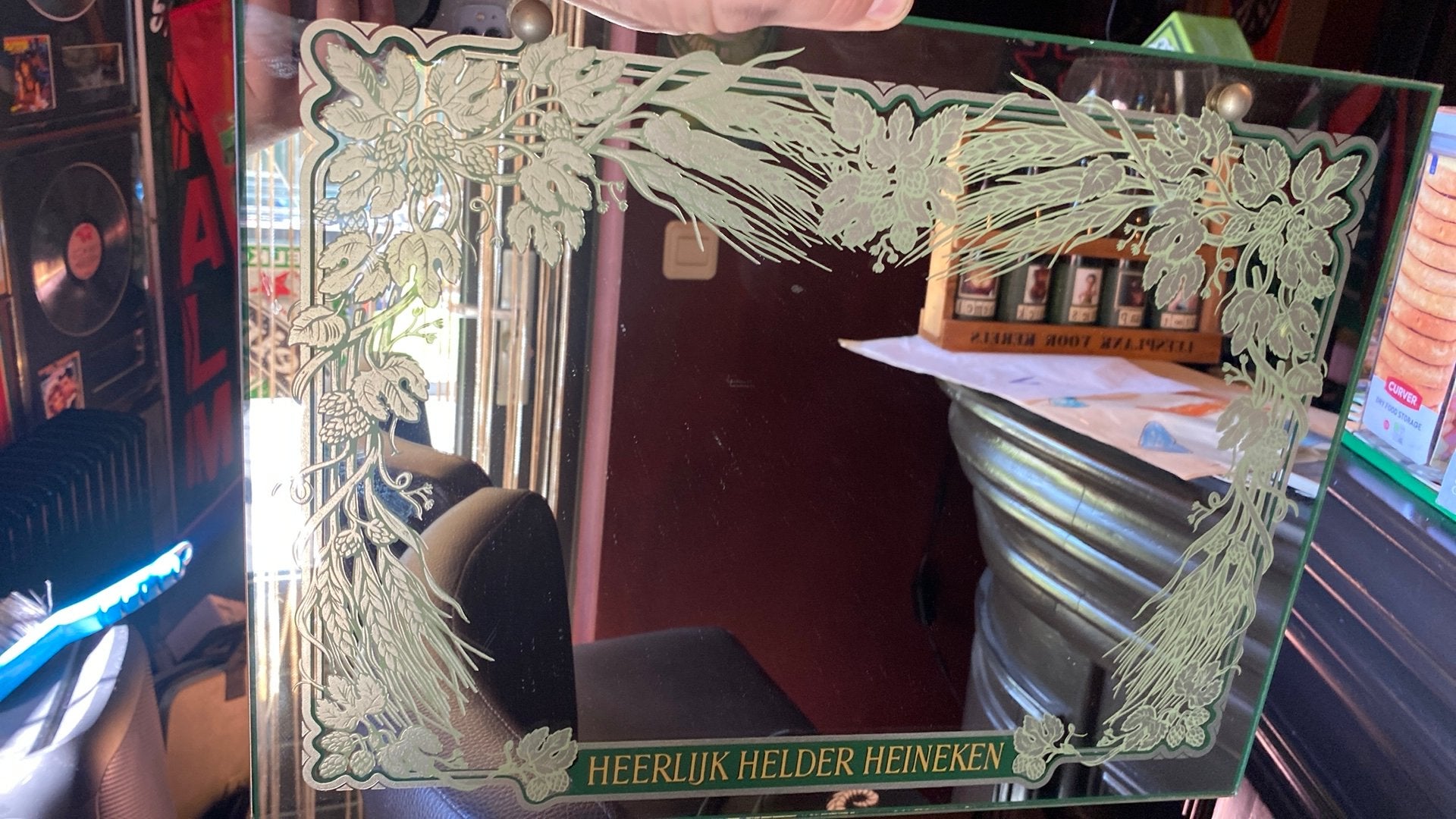 Vintage Heineken Spiegel - Heerlijk Helder Heineken, Ophalen, Rechthoekig, Minder dan 50 cm, Minder dan 100 cm