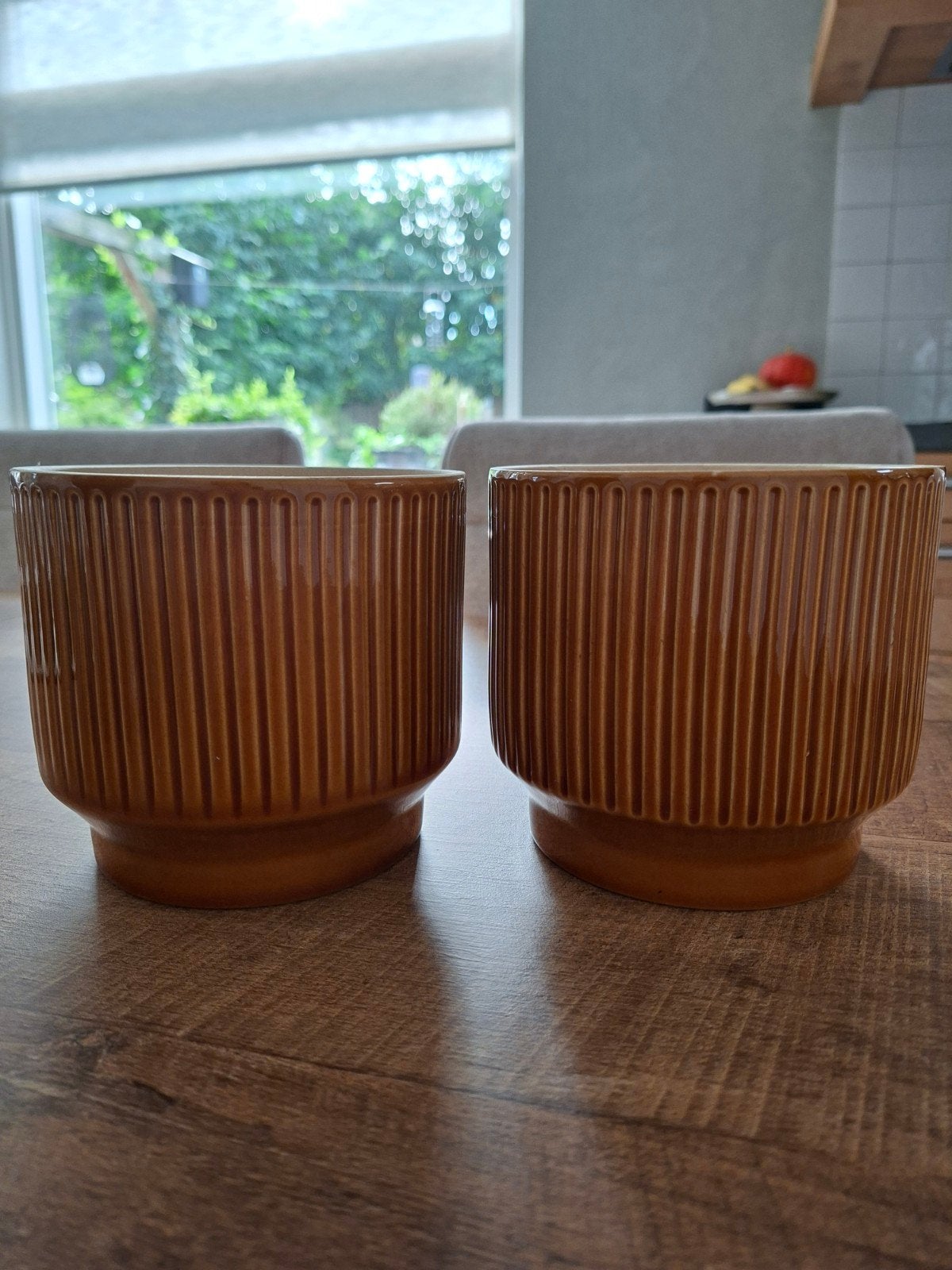 2 st IKEA Honungspalm bloempot 12cm hoog, Tuin en Terras, Rond, Ophalen of Verzenden, Zo goed als nieuw, Binnen