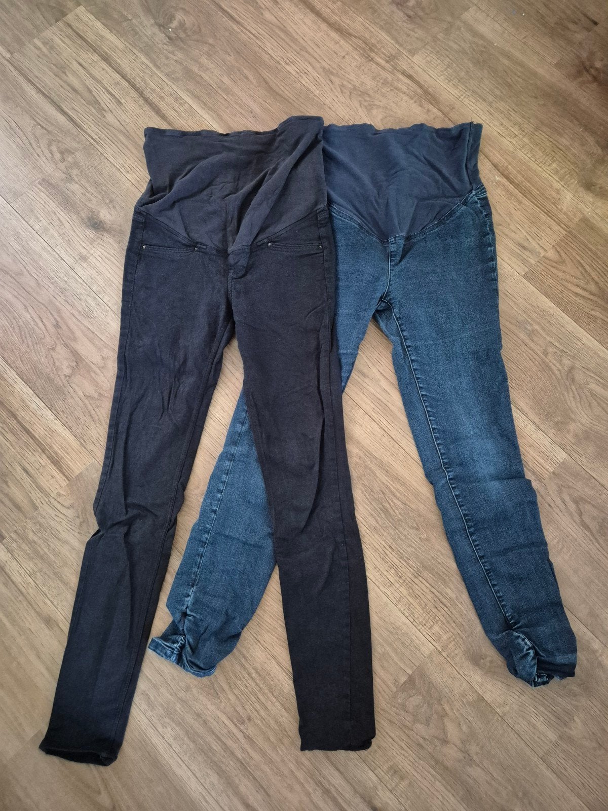 2 Zwangerschapsbroeken XS/S (maat 36, valt klein), Kleding | Dames, Ophalen, Blauw, Maat 36 (S), Gedragen
