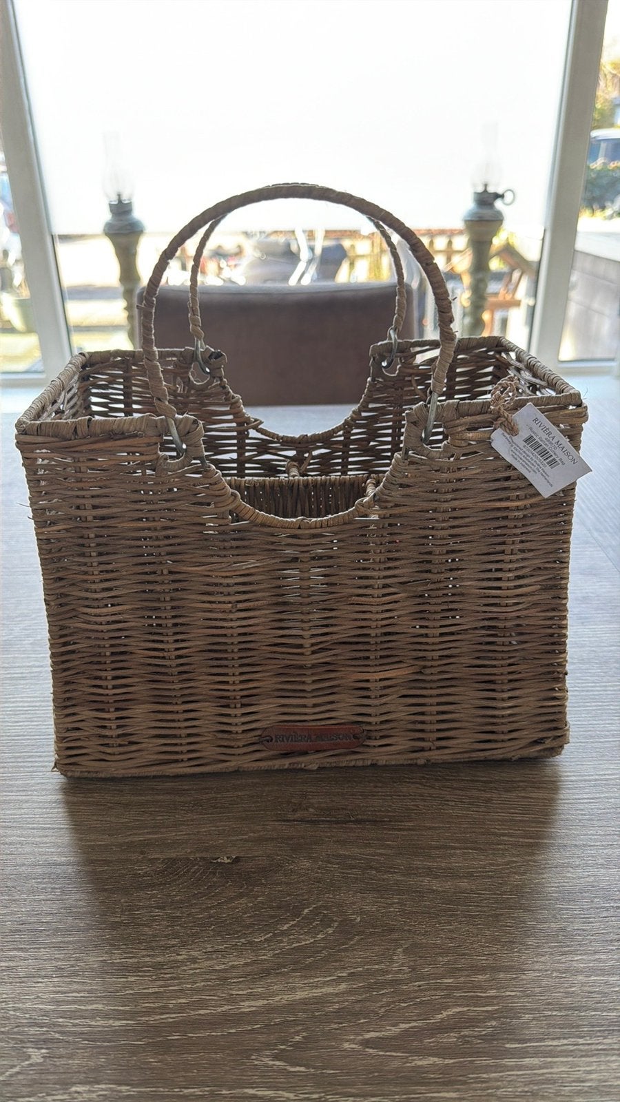 Riviera maison rattan tas organizer bestekbak, Ophalen, Zo goed als nieuw, Rond, Riet
