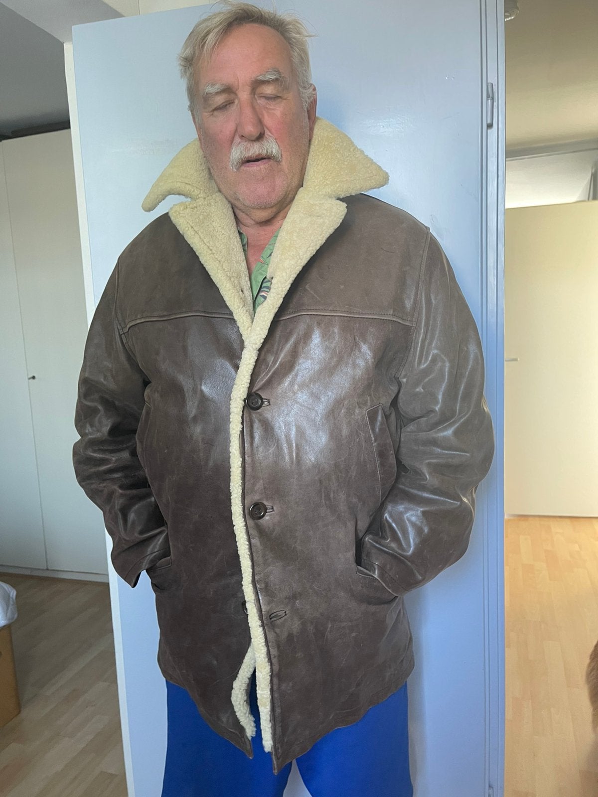 Vintage leren winterjas, Ophalen of Verzenden, Gedragen, Overige maten, Bruin