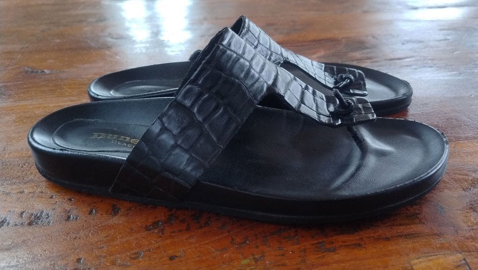 Leren slippers/ sandalen, Kleding | Dames, Zwart, Zo goed als nieuw, Dune, Sandalen of Muiltjes