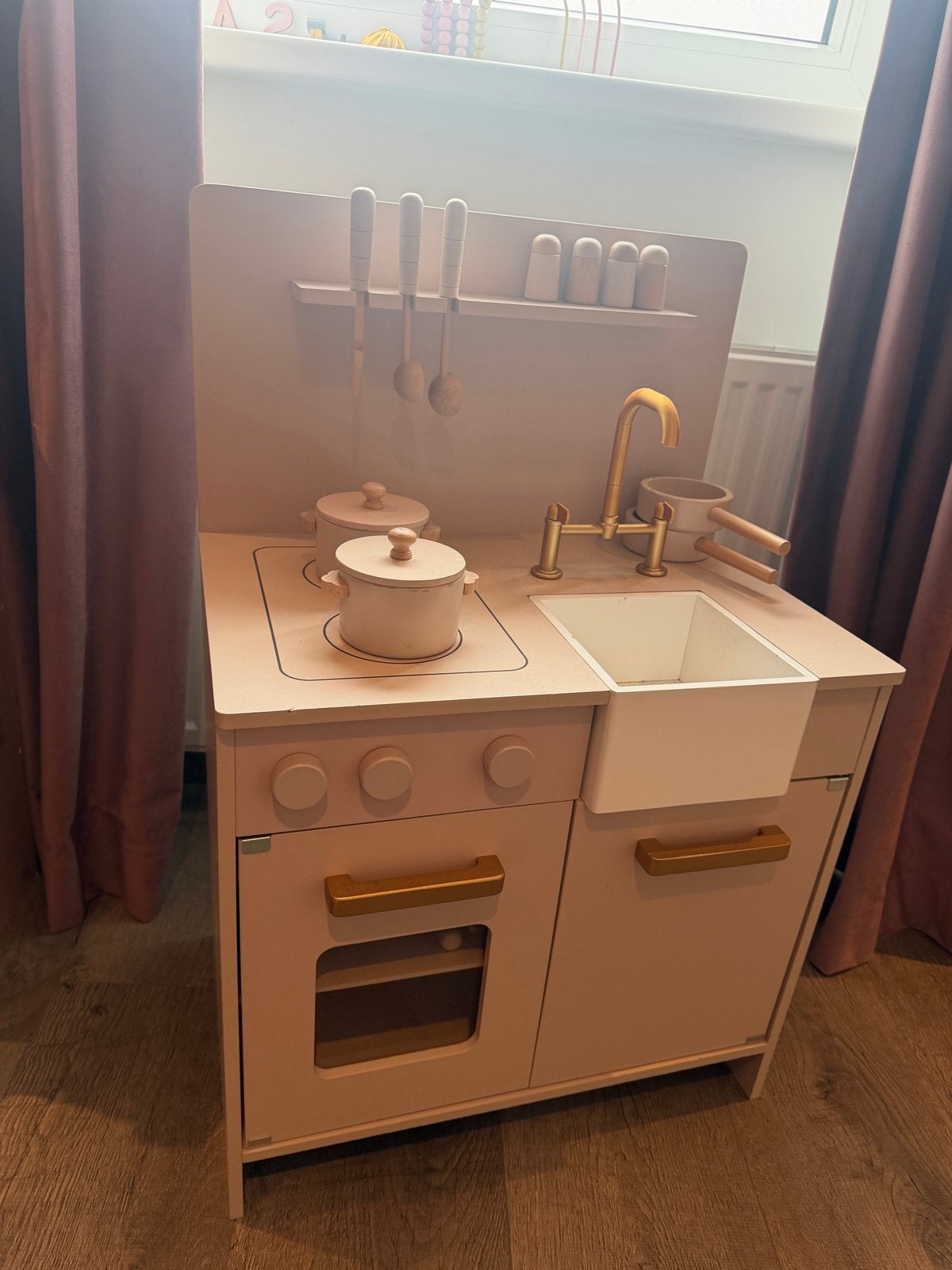 Houten speelkeuken met accessoires - Roze, Ophalen, Zo goed als nieuw, Hout, Speelkeuken