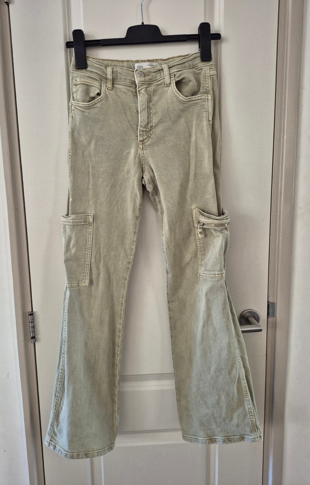 Zara 164 cargo broek jeans spijkerbroek lichtgroen, Ophalen of Verzenden, Meisje, Broek