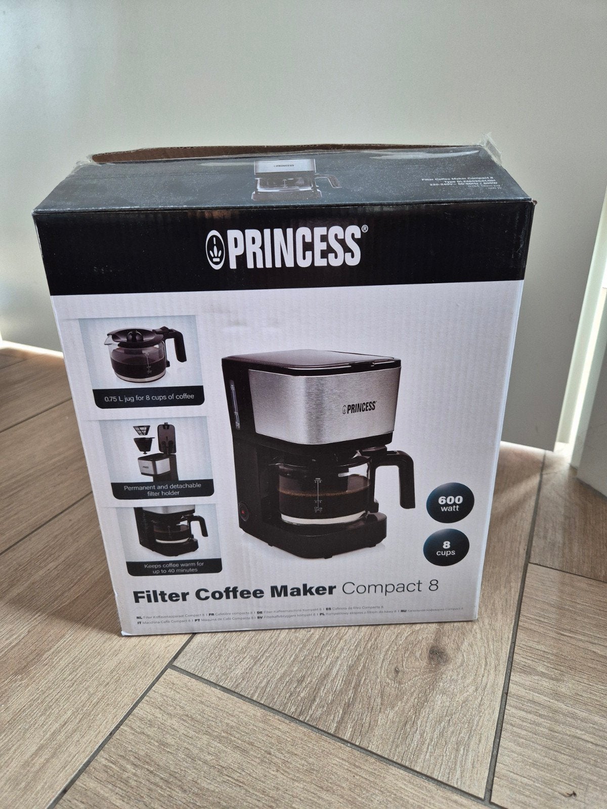 Princess Filter Koffiezetapparaat Compact 8 - Nieuw, Gemalen koffie, Ophalen of Verzenden, 4 tot 10 kopjes, Koffiemachine