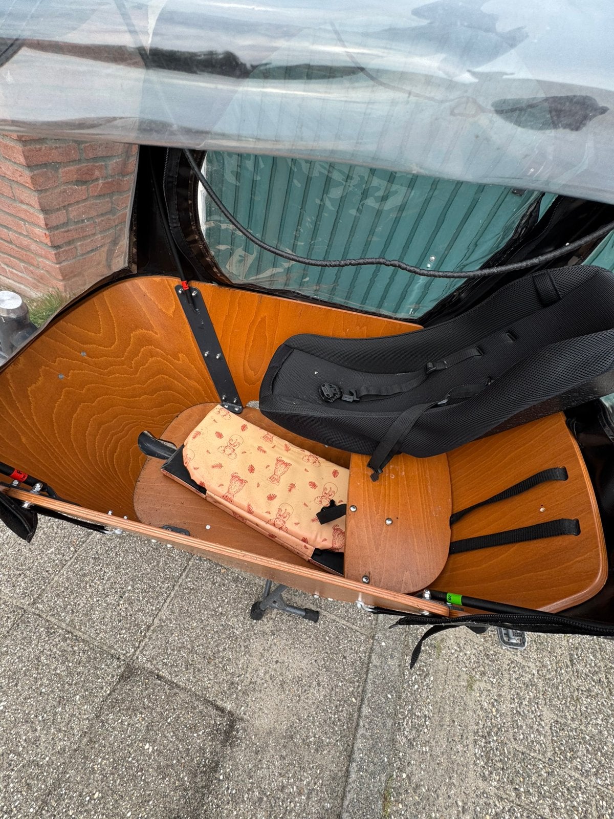 Babboe bakfiets met huif, kussens en kinderzitje, Gebruikt, Huif, 2 kinderen, Ophalen