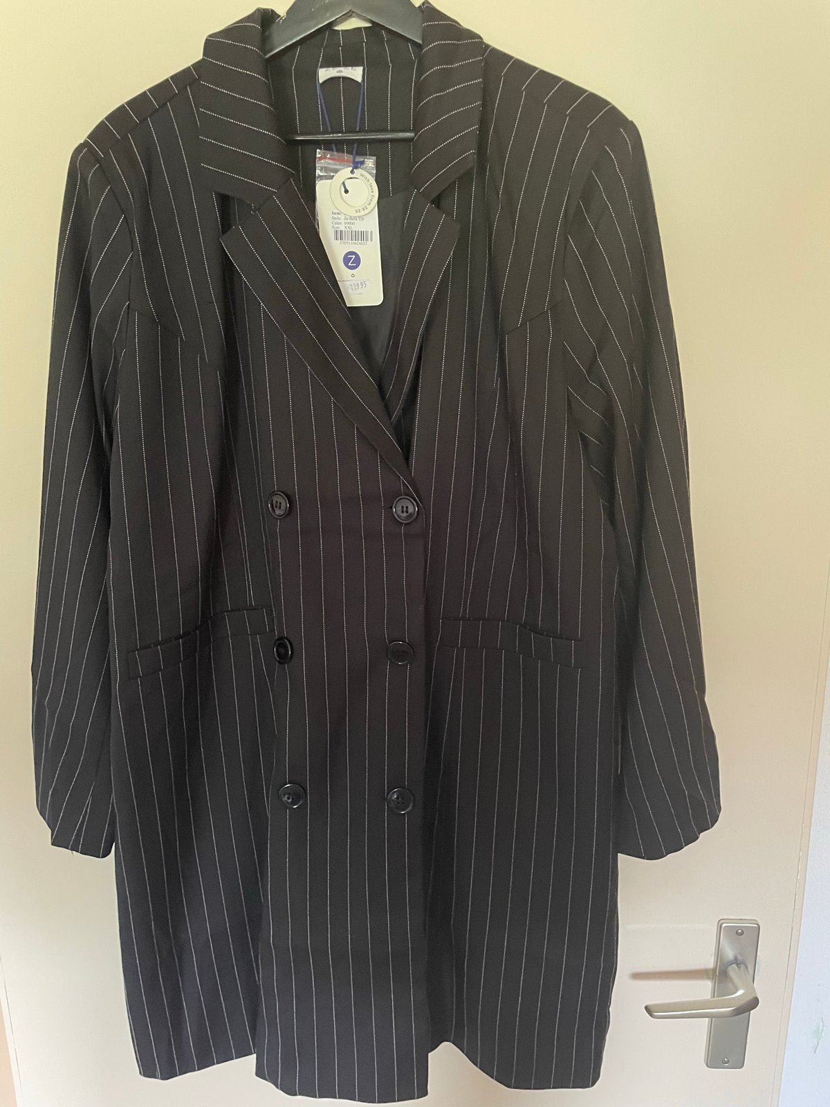 ZE-ZE Ze-Bella 928 Blazerjurk Zwart met krijtstreep, Kleding | Dames, Zwart, Maat 46/48 (XL) of groter, Nieuw, Ophalen of Verzenden