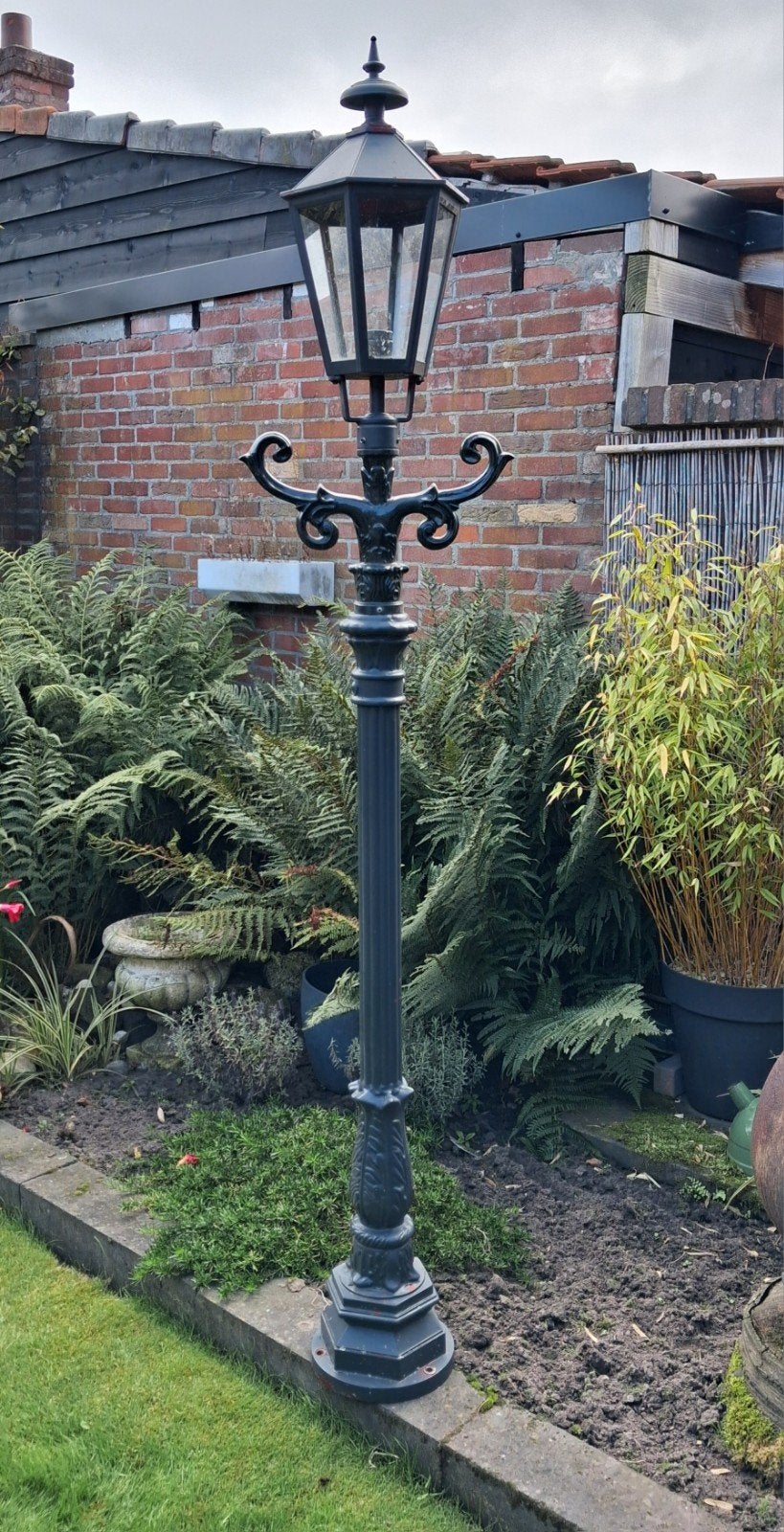 Zware aluminium lantaarnpaal 215 cm, Ophalen, Staande lamp, Aluminium, Netvoeding