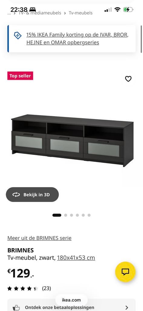Gratis Brimnes TV kast, Ophalen, Zo goed als nieuw, 25 tot 50 cm, Minder dan 100 cm