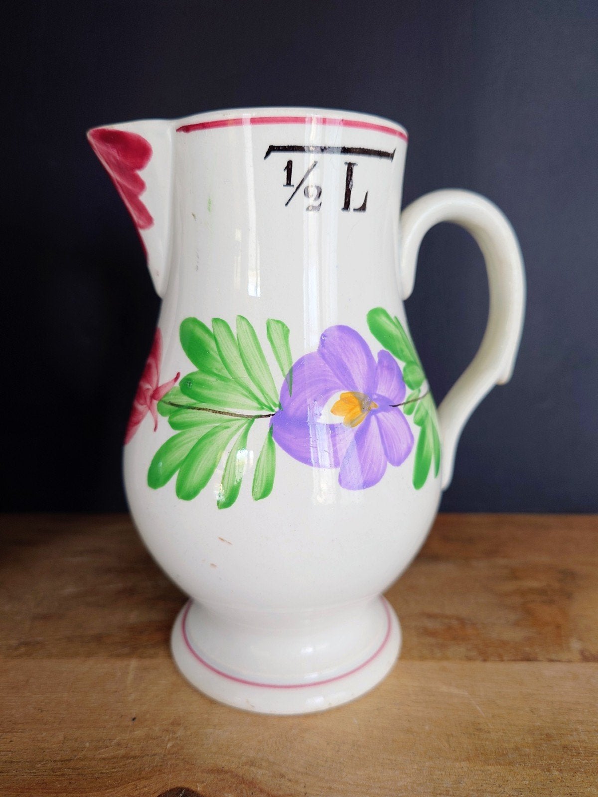 Melkkannetje Sarreguemines Digoin boerenbont 1/2 liter, Antiek en Kunst, Antiek | Servies los, Ophalen of Verzenden