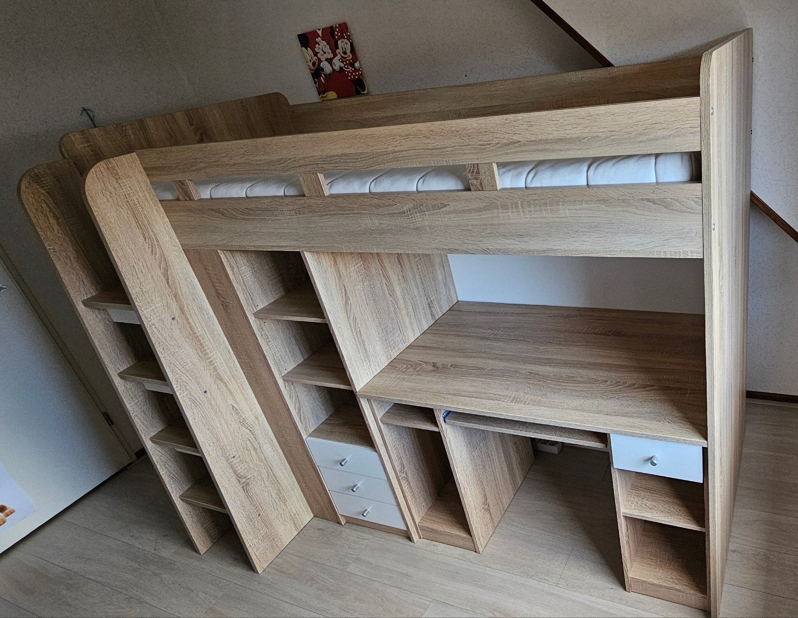 Hoogslaper met bureau, kast en lades - Zo goed als nieuw, Ophalen, Eenpersoons, 160 tot 180 cm, Zo goed als nieuw
