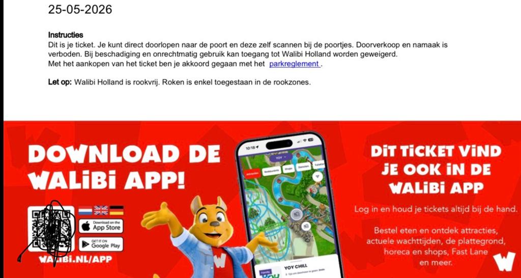 3 walibi tickets 25-05-2026, Tickets en Kaartjes, Recreatie | Pretparken en Attractieparken, Drie personen of meer, Ticket of Toegangskaart