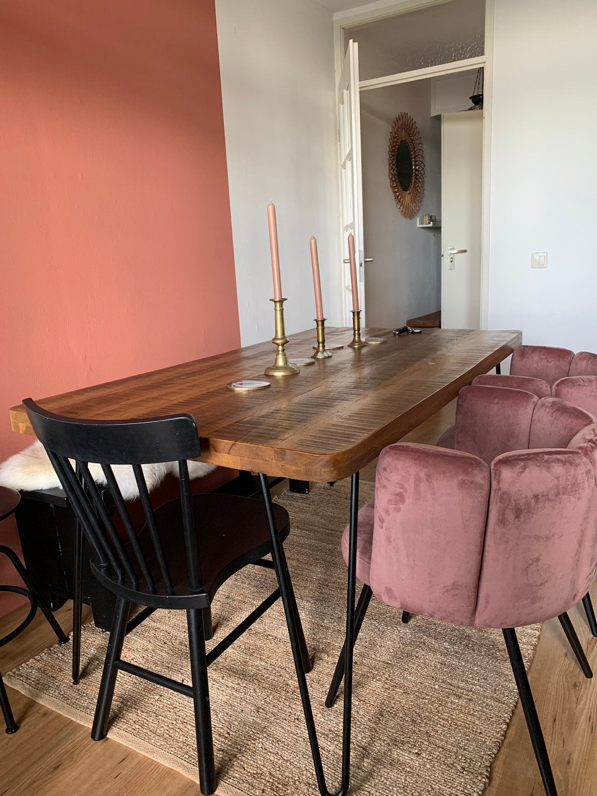 Mooie stevige eettafel van massief mangohout, Huis en Inrichting, Ophalen, 50 tot 100 cm, Zo goed als nieuw, 150 tot 200 cm