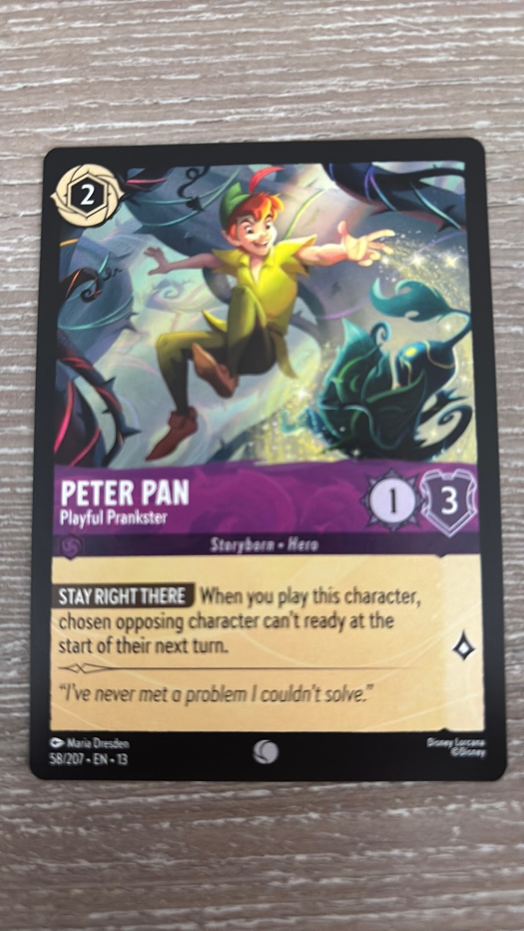 Disney Lorcana Peter Pan prankster 58-207 13ATV nonfoil, Ophalen of Verzenden, Zo goed als nieuw