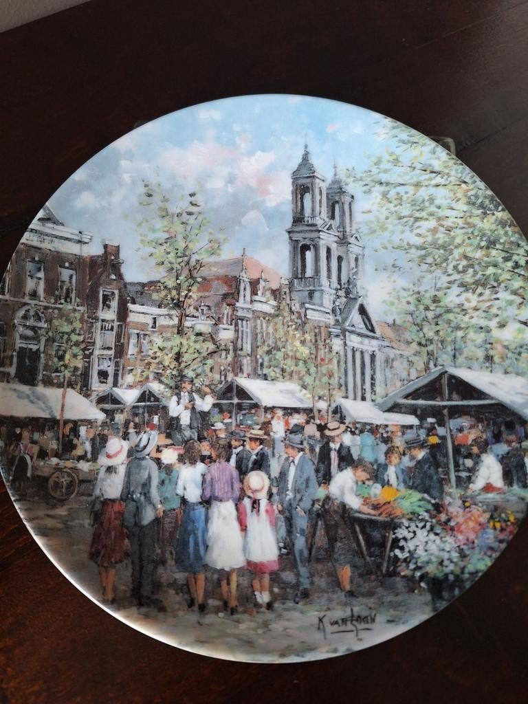 Mosa bord 'Het Amsterdamse Waterlooplein', Ophalen of Verzenden