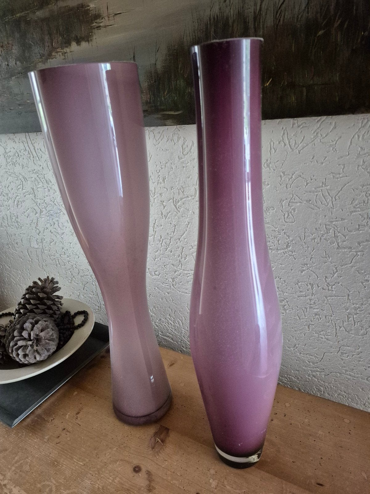 Set van 2 paarse vazen hysteria Zweden decoratief elegant, Huis en Inrichting, Ophalen, Zo goed als nieuw, Overige kleuren, Glas