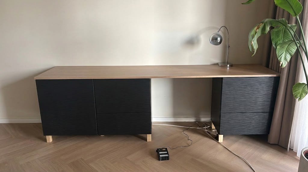 IKEA Besta Bureau/Dressoir met houten blad - 240cm, Ophalen of Verzenden