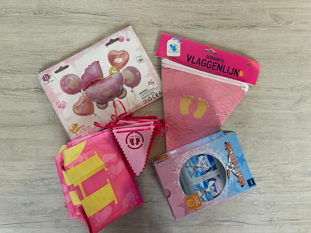 Geboorte versiering meisje - compleet pakket, Kinderen en Baby's, Kraamcadeaus en Geboorteborden, Ophalen, Gebruikt, Kraamcadeau