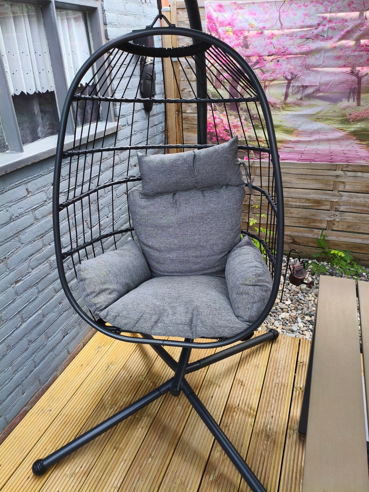 Ei stoel, Tuin en Terras, Ophalen, Zo goed als nieuw, Metaal, Inklapbaar