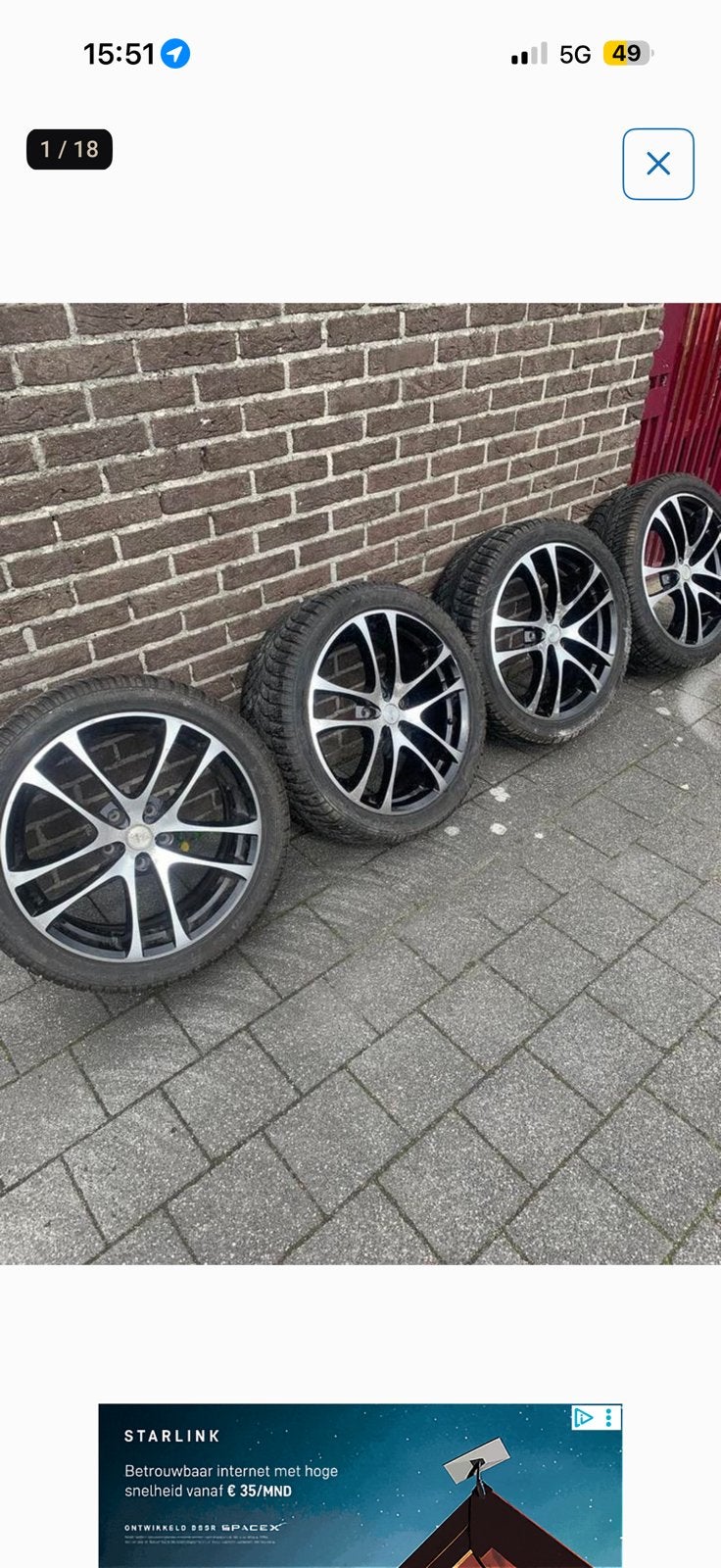 Mooie set banden- 18 inch en 17 inch zwarte velgen, Auto-onderdelen, Banden en Velgen, Ophalen, 18 inch, Banden en Velgen, Winterbanden