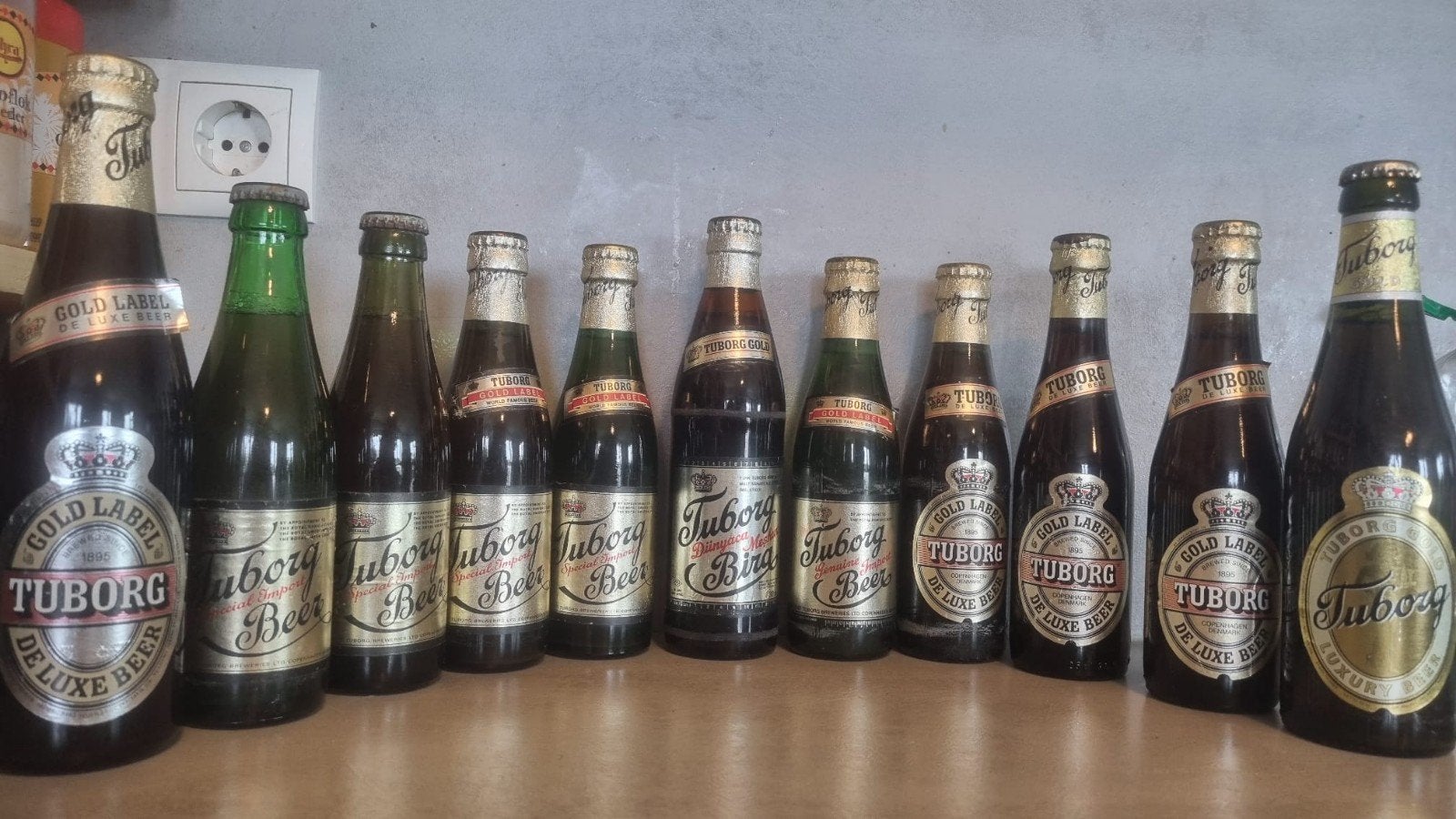 10x Tuborg Gold: 5x <'87/87/92/92/95/97/07 - Copenhagen, Verzamelen, Ophalen of Verzenden, Zo goed als nieuw, Flesje(s), Overige merken