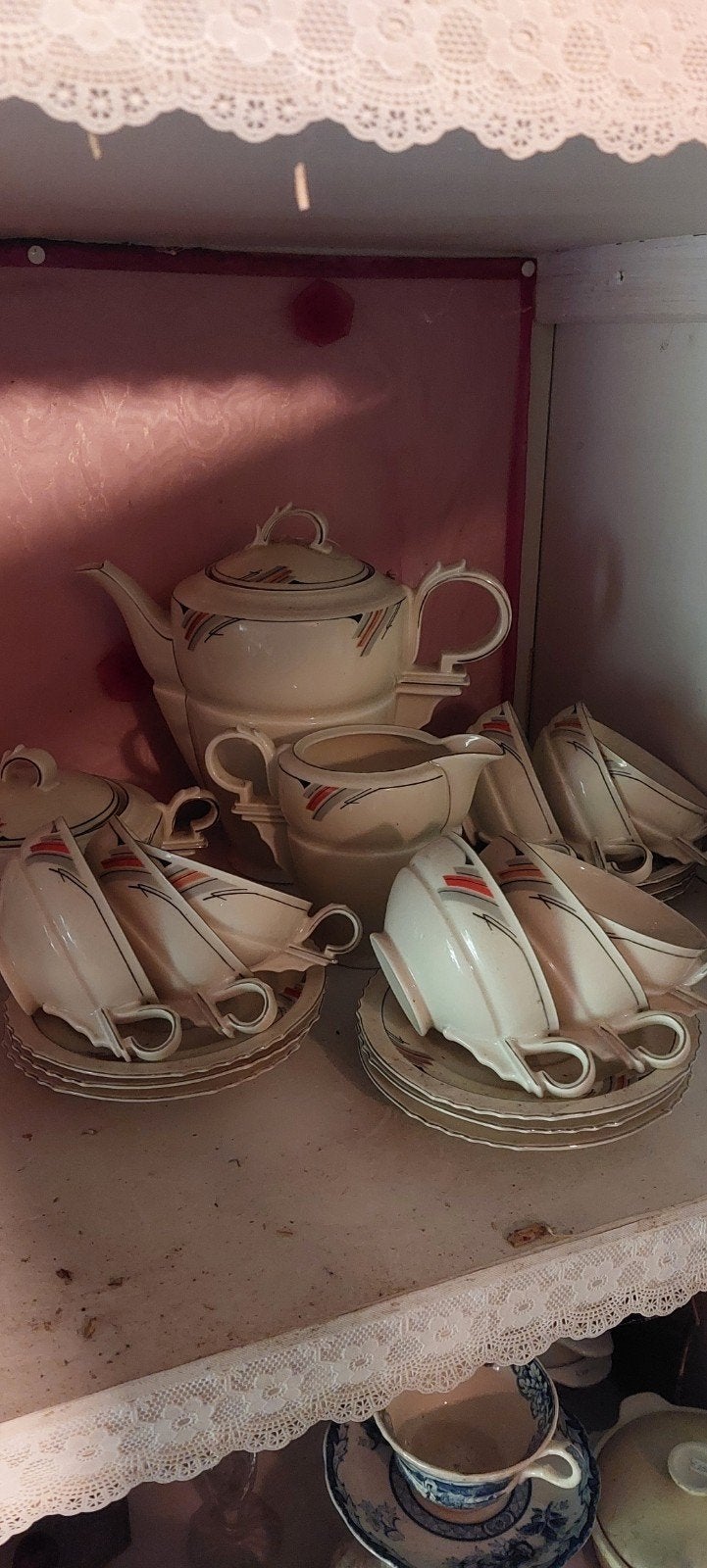 Vintage theeservies met Art Deco details, Ophalen of Verzenden