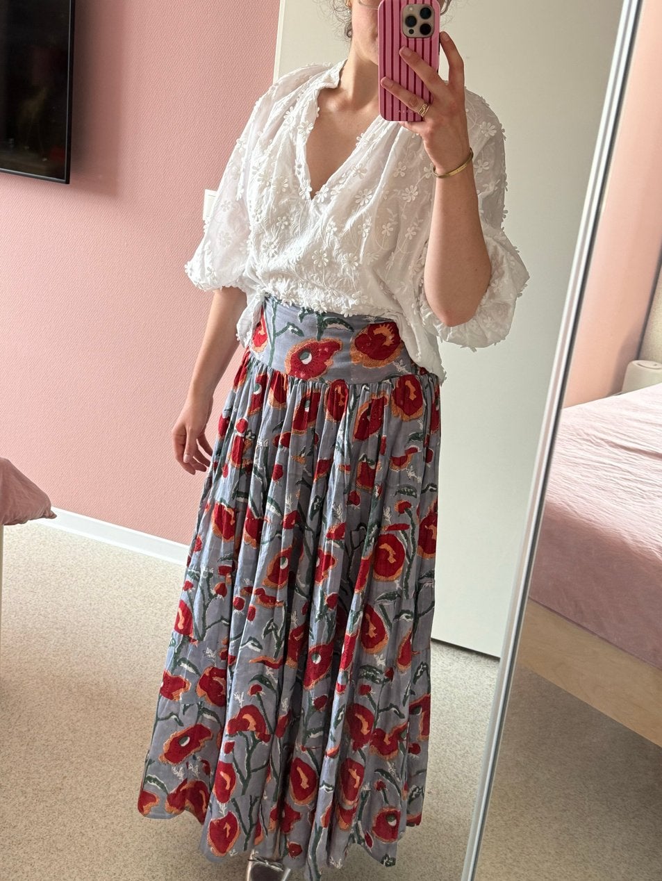Blockprint Maxi Rok/Jurk met Bloemenprint, Kleding | Dames, Meerkleurig, Nieuw, Ophalen of Verzenden, Maat 36 (S)