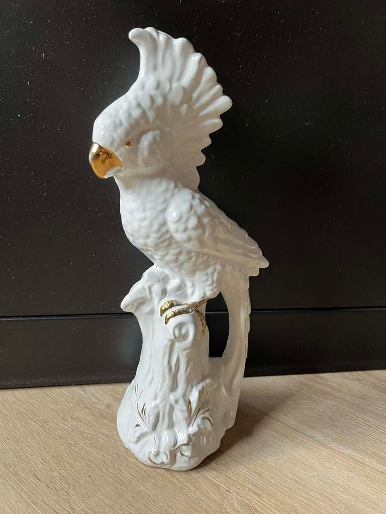 Grote witte porseleinen kaketoe - 37cm, Ophalen of Verzenden