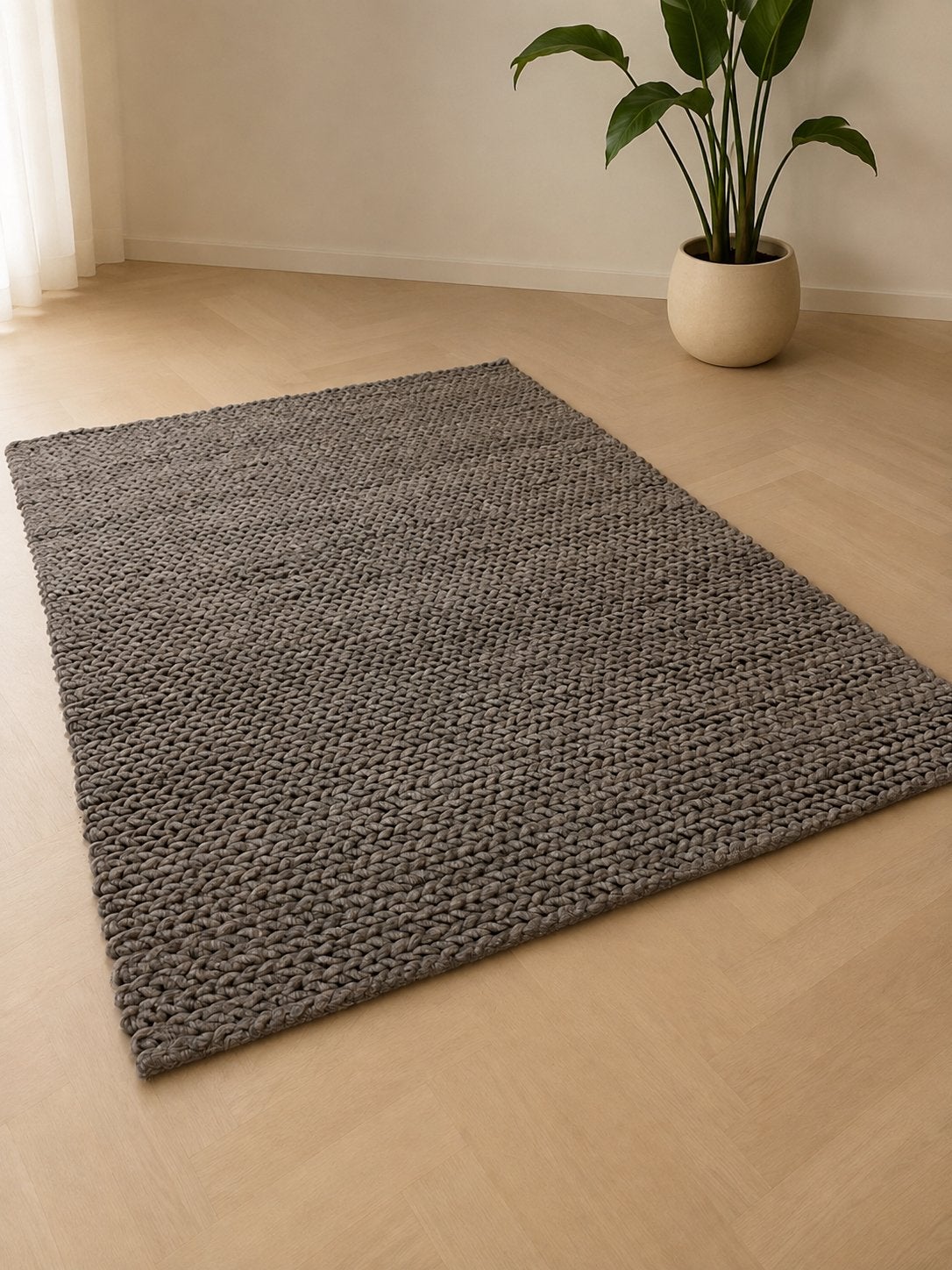 Grijs wollen vloerkleed - 160 x 225 cm, Ophalen, 150 tot 200 cm, 200 cm of meer, Zo goed als nieuw