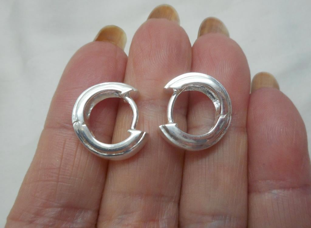 Zilveren modernist klapcreolen mat met glans nr.022, Hangers, Verzenden, Zo goed als nieuw, Zilver