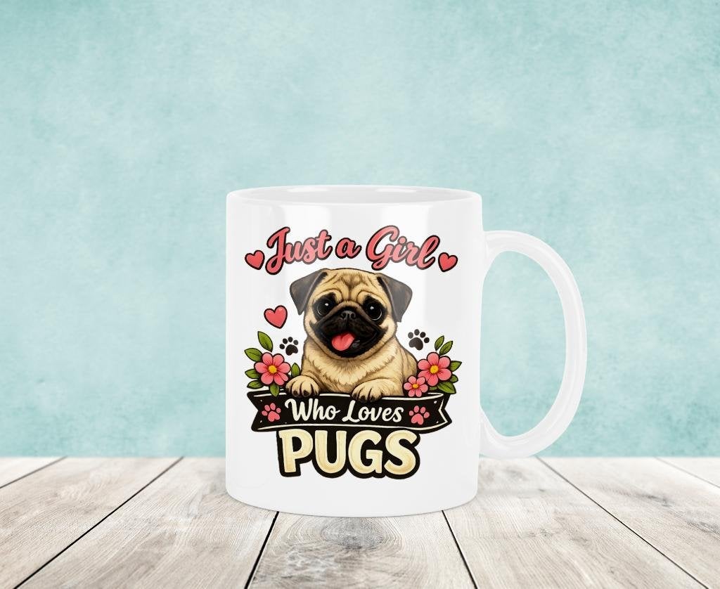 Just a Girl Who Loves Pugs - Mopshond Mok, Verzenden, Keramiek, Nieuw, Overige stijlen
