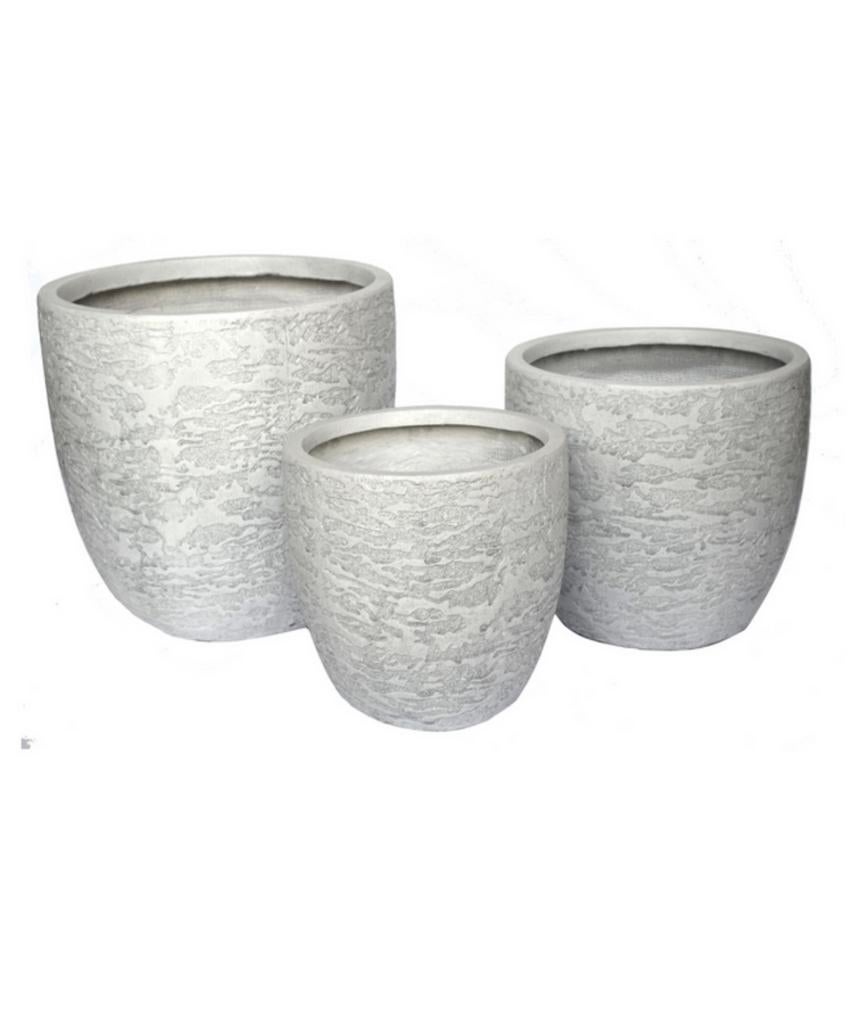 Bloempotten - nieuw! - set van 3 - grijs, Tuin en Terras, Bloembakken en Plantenbakken, Ophalen, Overige materialen, Minder dan 60 cm