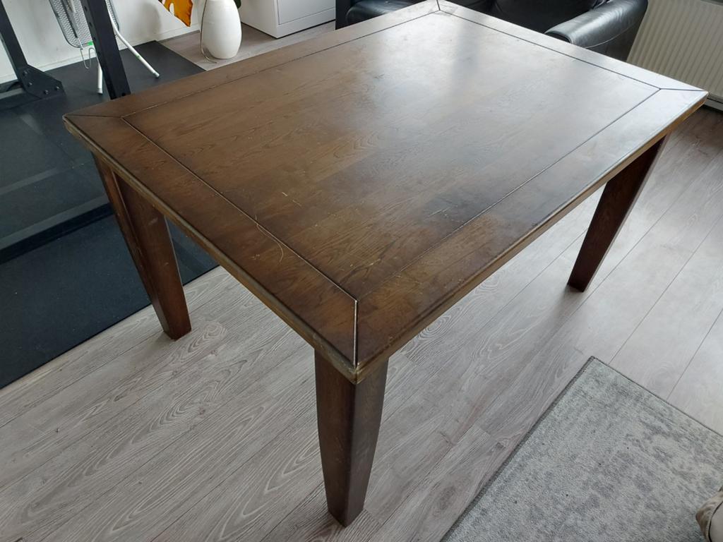 GRATIS Hardhout Eettafel 138x99x79 cm, Ophalen, Gebruikt, 100 tot 150 cm, 50 tot 100 cm