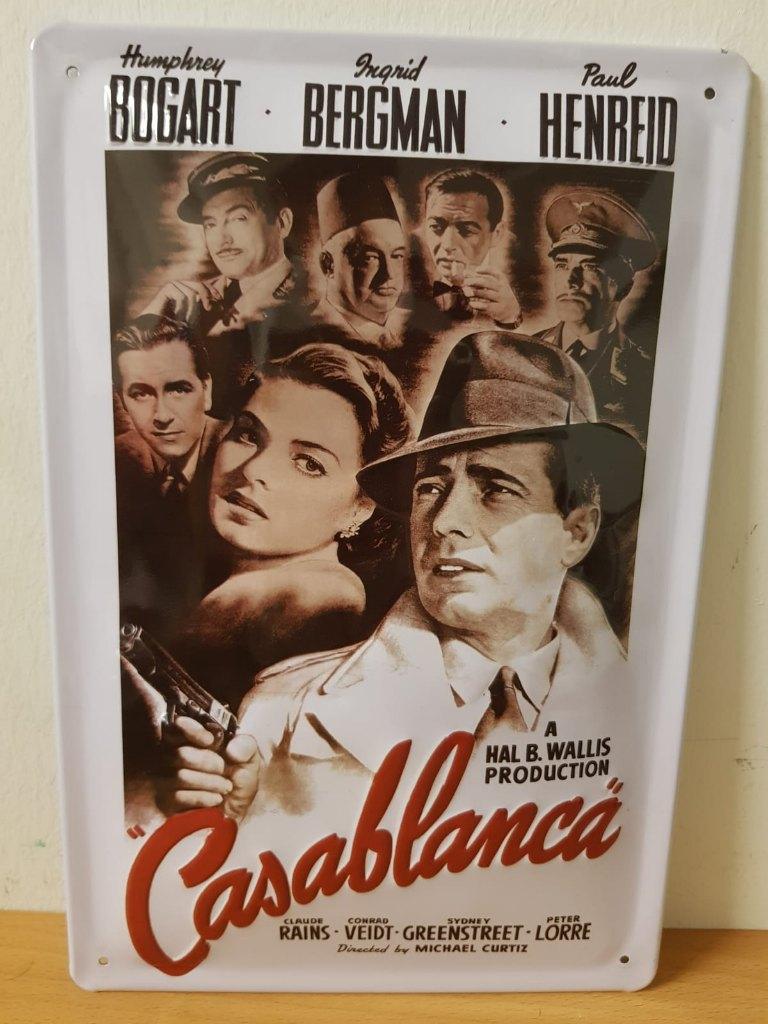 Casablanca Bogart Film relief reclamebord van metaal deco, Info@deconoord.nl, Deco Noord, Poster, Nieuw