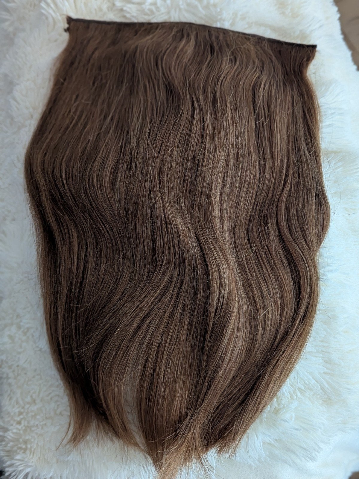 Kastanjebruine Human Hair Wire Extensions 45 cm, Sieraden, Tassen en Uiterlijk, Ophalen of Verzenden, Zo goed als nieuw, Pruik of Haarverlenging